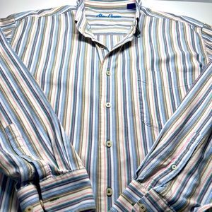 Alan Flusser Long Sleeve Striped Button Down Collar Pocket XL